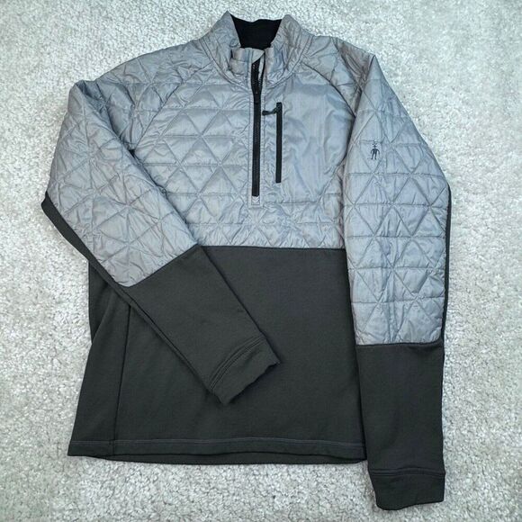 Smartwool Mens XL Propulsion 60 Hybrid 1/2 Zip Pullover Jacket Silver Gray - Picture 2 of 10